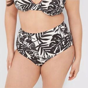 NWT Lane Bryant palm paradise midi swim brief, various plus sizes.